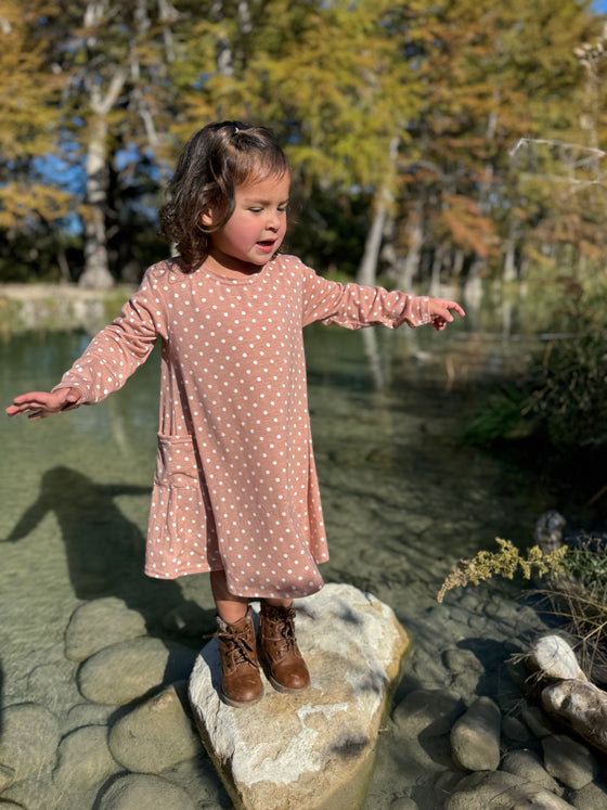 Leena Dress in Pink Polka Dot