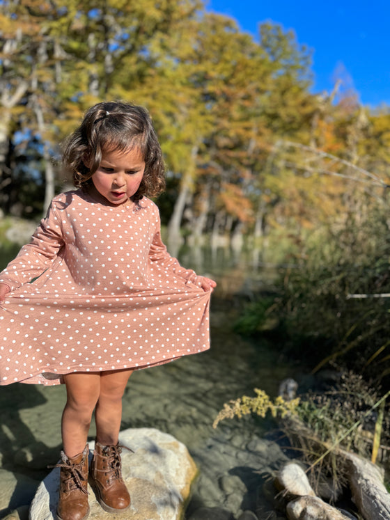 Leena Dress in Pink Polka Dot