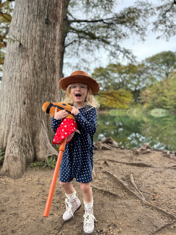 Leena Dress in Navy Polka Dot