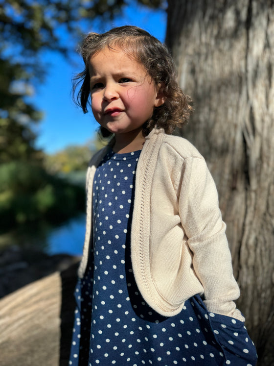 Leena Dress in Navy Polka Dot