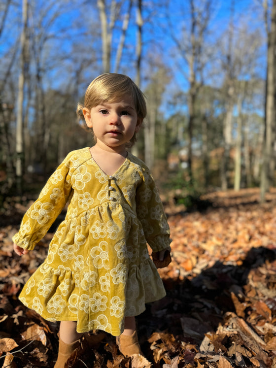 Juniper Dress in Embroidered Gold