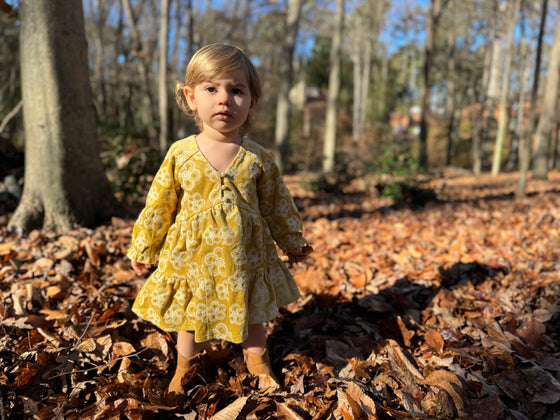 Juniper Dress in Embroidered Gold