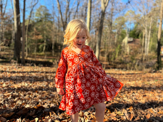 Juniper Dress in Embroidered Orange