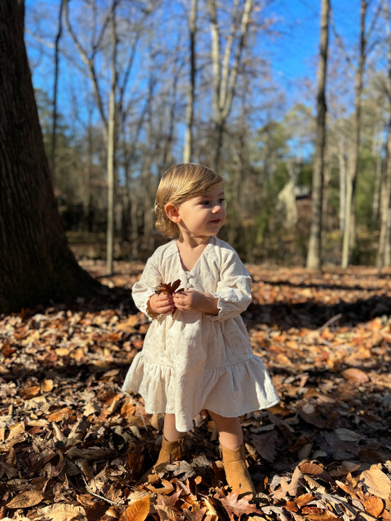 Juniper Dress in Embroidered Ivory