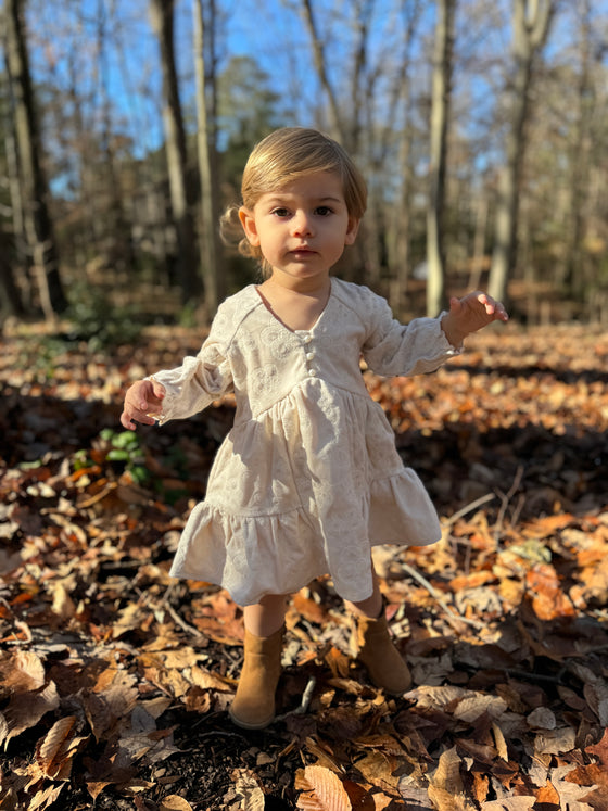 Juniper Dress in Embroidered Ivory