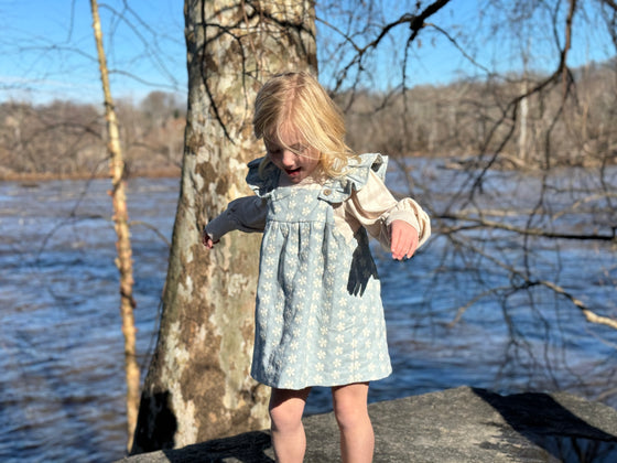 Opal Dress in Frost Blue Embroidery