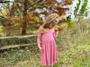 Teagan Dress Reversible in Pink Carnation and Ruby