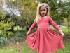 Teagan Dress Reversible in Oatmeal and Pumpkin