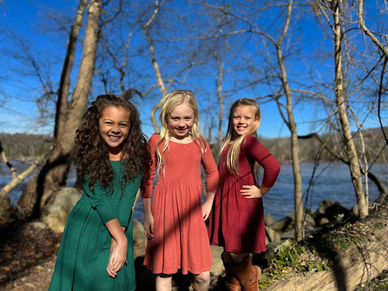 Teagan Dress Reversible in Oatmeal and Pumpkin