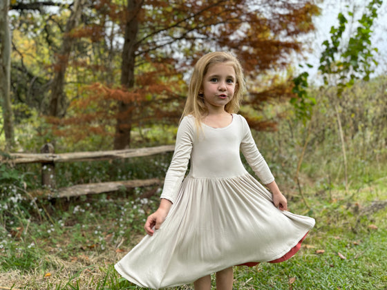 Teagan Dress Reversible in Oatmeal and Pumpkin