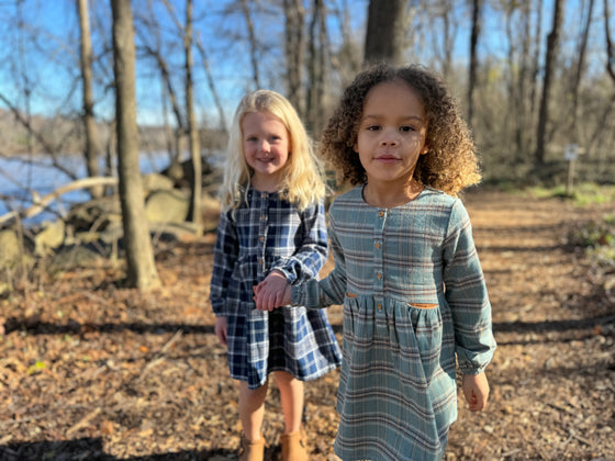 Niki Dress in Sage Plaid