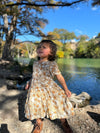 Indigo Dress in Golden Floral
