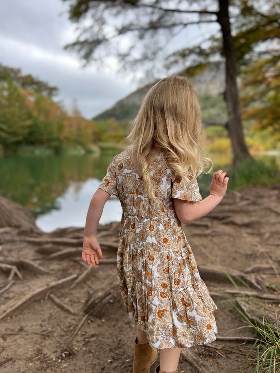 Indigo Dress in Golden Floral
