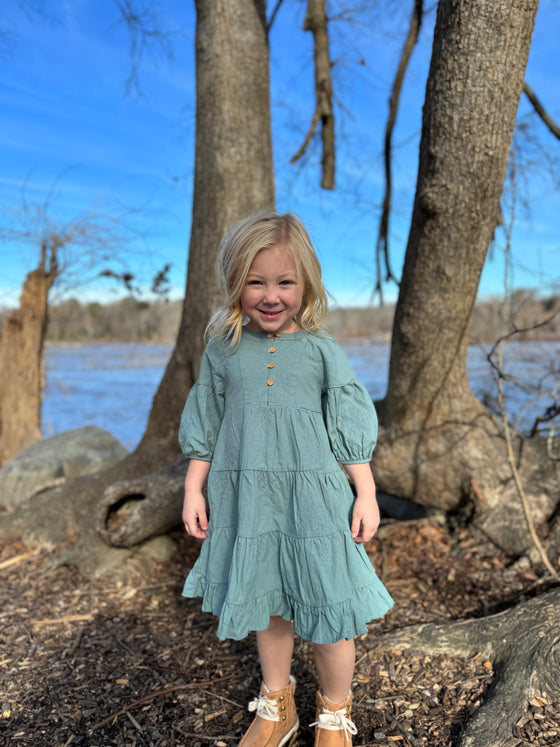 Saorise Dress in Dusty Teal