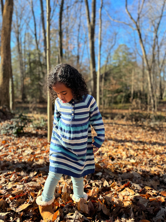 Joanna-Dress in Blue Knit Stripe