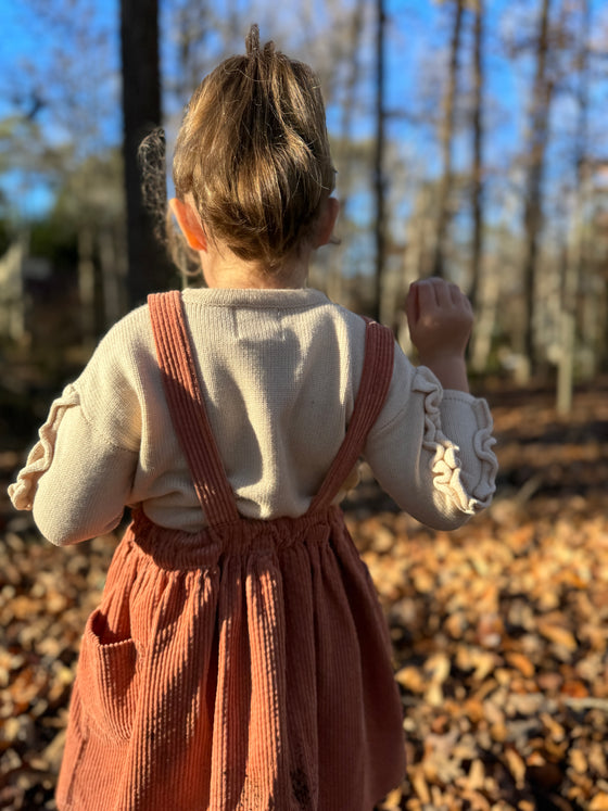 Autumn Pinafore in Dusty Peach