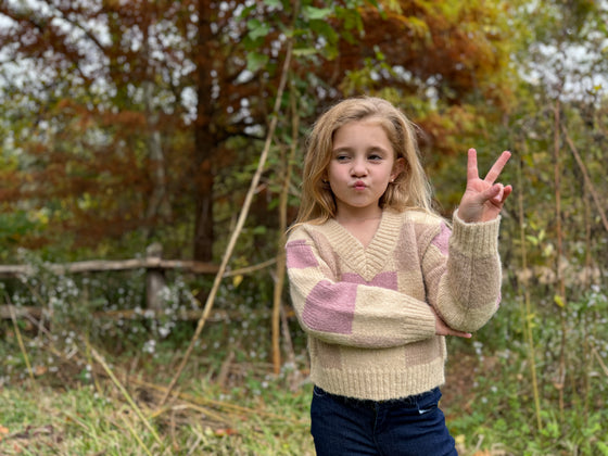 Jackie Sweater in Rose Checker