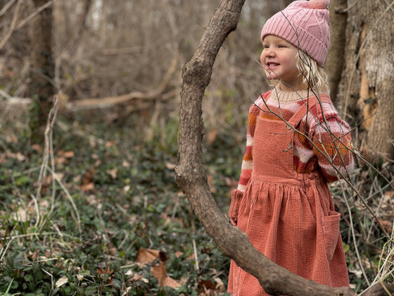 Autumn Pinafore in Dusty Peach