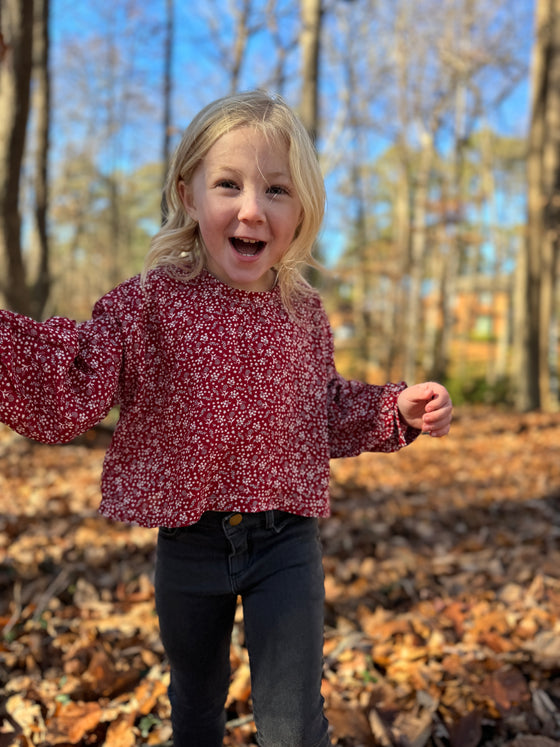 Hannah Blouse in Cranberry Floral