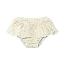  White skirted baby bloomer in delicate pastel floral print, size 0-3m-18-24m