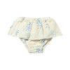 White skirted baby bloomer with blue floral print 