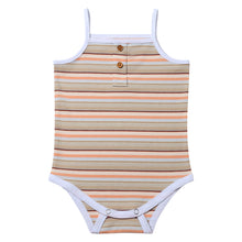  Flat shot of the Karter Onesie in natural retro stripe 