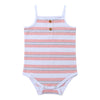 A flat shot of the Karter onesie in Pink Retro Stripe 