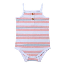  A flat shot of the Karter onesie in Pink Retro Stripe 