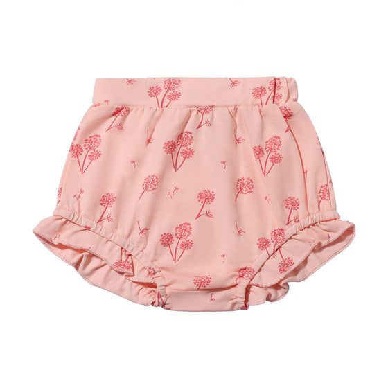 a pale pink and bright pink floral baby bloomer 
