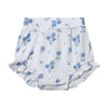 White and blue flora print baby bloomer