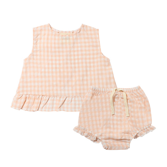 Aria Dress in peach Plaid
