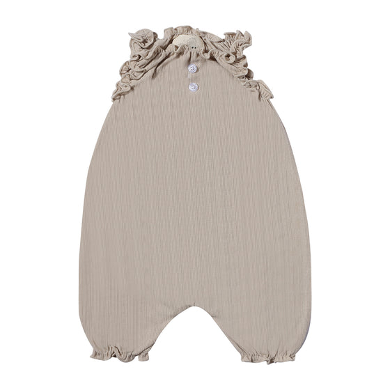 oatmeal colored ruffled baby bubble, size 0-3 months -18-24 months