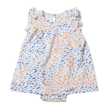  Flat shot of Jenn Dress in Blue and Orange Fish Print