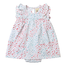  Flat shot of the Jenn Dress in Coral and Aqua print 