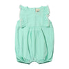 The Vignette Girls Poppy Bubble in aqua is a sweet and stylish romper with ruffle flutter sleeves, designed for comfort and breathability. Its vibrant aqua color and soft fabric make it the perfect choice for warm weather occasions.
