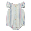 The Cammie Bubble in Pink and Blue Multi Stripe is a charming and stylish romper for babies, featuring flutter sleeves and a colorful stripe pattern in pink, blue, and white. This playful baby bubble is made from soft, breathable fabric, making it perfect for warm weather and summer outings. Its vibrant design offers a mix of comfort and style, making it a must-have addition to any toddler’s wardrobe for beach days, family gatherings, or everyday wear.