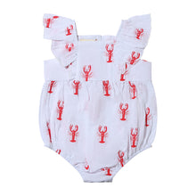  White ruffled baby bubble what red lobster print 
