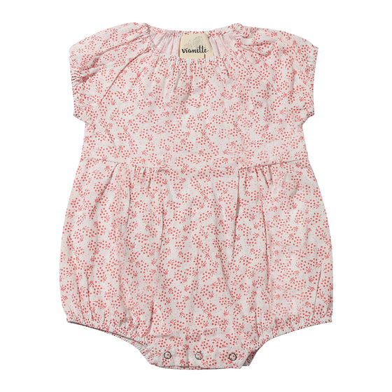 white baby bubble with delicate red berry design