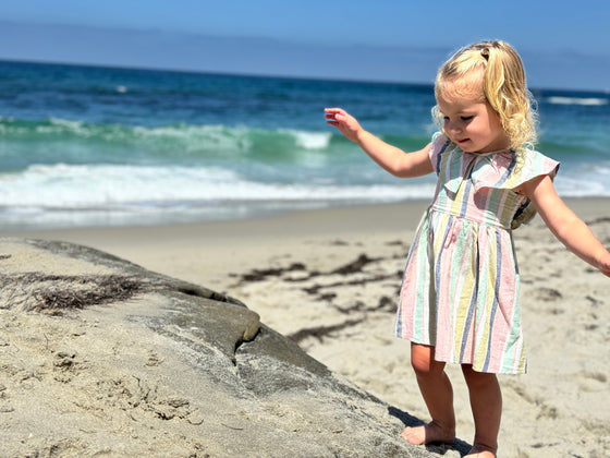Harper Dress in Aqua Pink Stripe