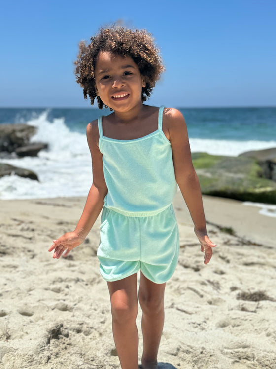 Shelby Romper in Seafoam Green