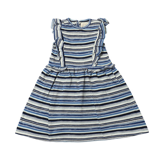 Maria Dress In Navy Blue Terry Stripe
