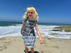 Maria Dress In Navy Blue Terry Stripe