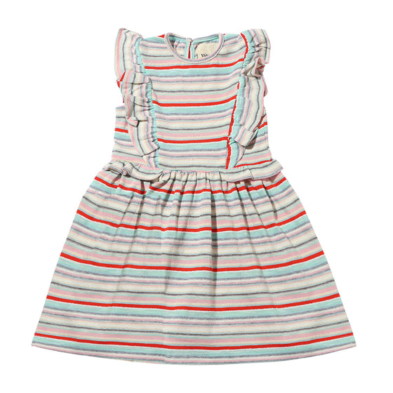 Maria Dress In Pink Aqua Terry Stripe