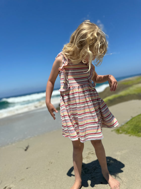 Maria Dress In Berry Butter Terry Stripe