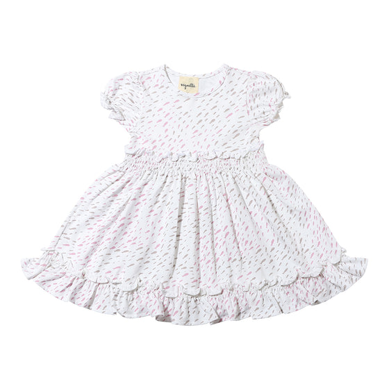 Keely Dress in Tan and Pink Fish Print