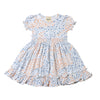 Keely Dress in blue and yellow Fish Print
