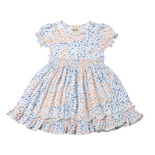  Keely Dress in blue and yellow Fish Print