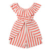 Dolly Romper in Coral Stripe Terry