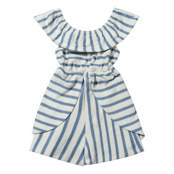 Dolly Romper in Blue Stripe Terry