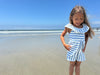 Dolly Romper in Blue Stripe Terry